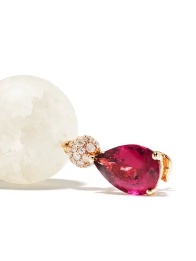 Shop De Grisogono 18kt Rose Gold Quartz, Rhodolite And Diamond Drop Earrings In Rose Gold, White And Pink