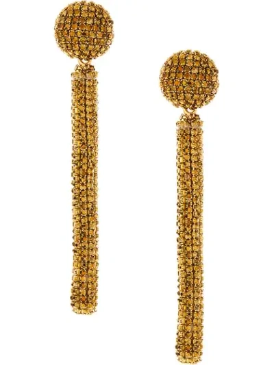 Shop Oscar De La Renta Circular Detail Embellished Earrings In Gold