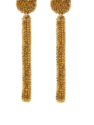Shop Oscar De La Renta Circular Detail Embellished Earrings In Gold