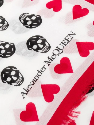 Shop Alexander Mcqueen Skull Heart Print Scarf In White