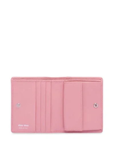 Shop Miu Miu Woven Logo Wallet In Pink