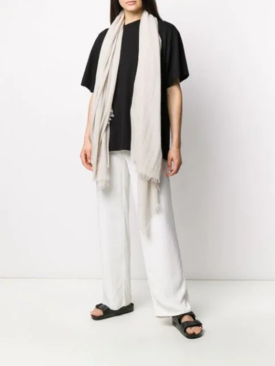 Shop Rick Owens Frayed Loose-knit Scarf In Neutrals