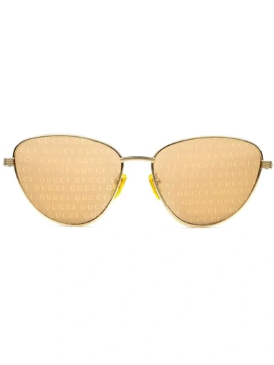 Shop Gucci Cat Eye Sunglasses In Gold