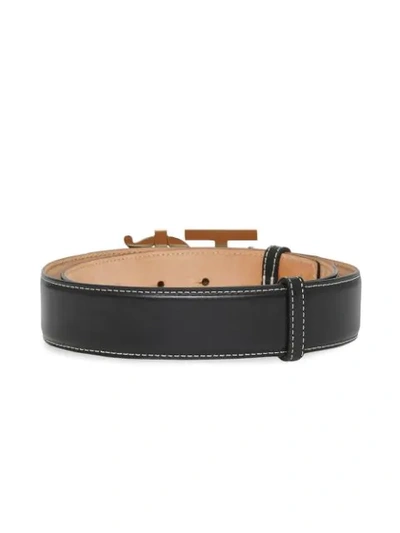 Shop Burberry Double Monogram Buckle Belt In Black