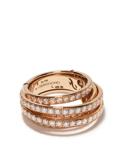 Shop De Grisogono 18kt Rose Gold Layered Diamond Ring