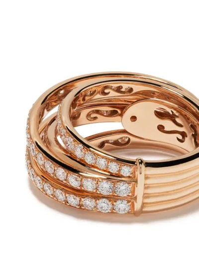 Shop De Grisogono 18kt Rose Gold Layered Diamond Ring