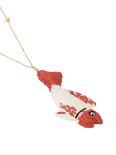 Shop Prada Knitted Fish Pendant Necklace In White