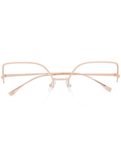 Shop Fendi Cat Eye Glasses In Gold