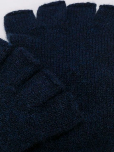 Shop Pringle Of Scotland Fingerless Cashmere Gloves In Blue