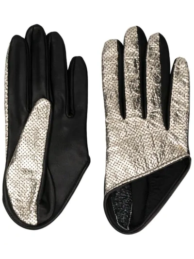 Shop Manokhi Short Perforated Gloves In Silver