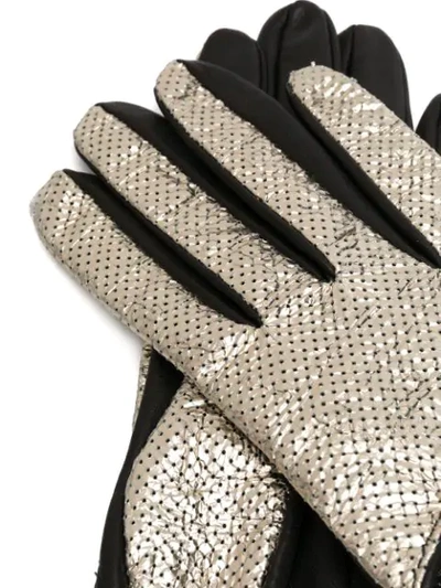 Shop Manokhi Short Perforated Gloves In Silver