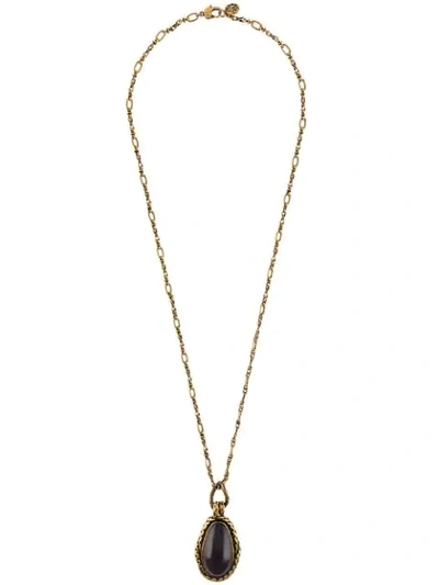 Shop Alexander Mcqueen Garnet Stone Necklace In Gold