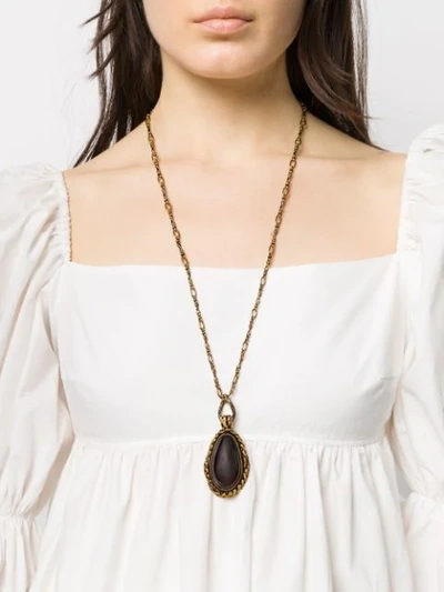 Shop Alexander Mcqueen Garnet Stone Necklace In Gold