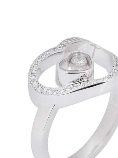 Pre-owned Chopard 18kt White Gold Diamond Happy Ring In Silver