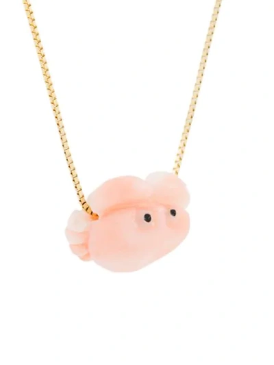 Shop Aliita 9kt Yellow Gold Crab Necklace In Pink