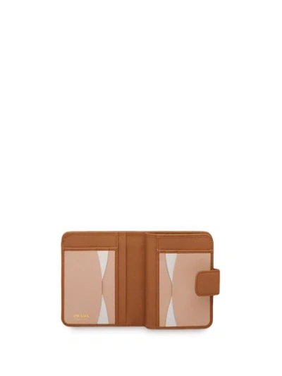 Prada Logo-plaque Compact Wallet In Brown