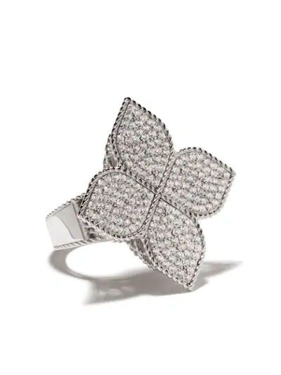 Shop Roberto Coin 18kt White Gold Princess Flower Diamond Ring