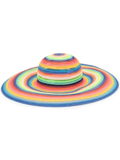 Shop Eugenia Kim Bunny Rainbow-stripe Hat In Blue
