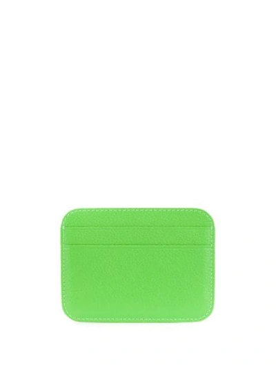 Shop Balenciaga Logo Embossed Leather Card Holder In Green