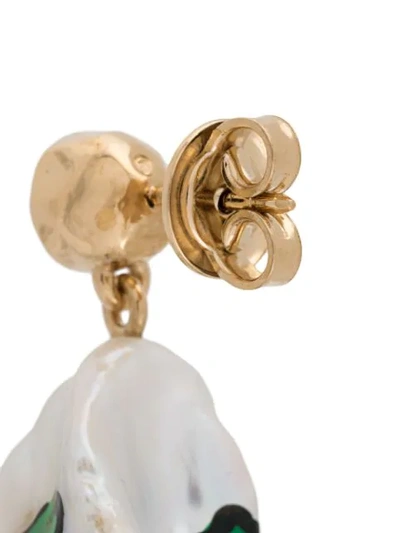 Shop Bottega Veneta Baroque Pearl Giraffe Pattern Earring In White