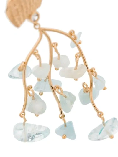 Shop Apples & Figs Shell Crown 24kt Gold-plated Aquamarine Earrings In Blue