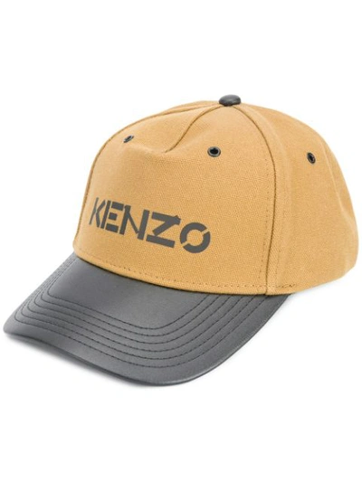 Shop Kenzo Logo Print Baseball Hat In Brown