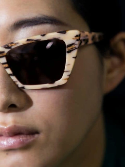Shop Saint Laurent New Wave Cat-eye Frame Sunglasses In Neutrals