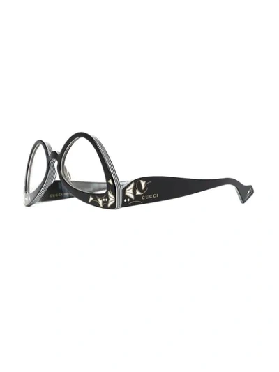 Shop Gucci Cat-eye Logo Glasses In Black