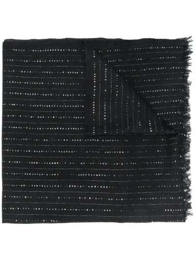 Shop Saint Laurent Sequin-embroidered Scarf In Black
