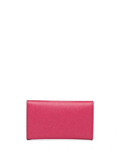 Shop Prada Logo-plaque Keychain Wallet In Pink