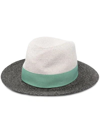 Shop Emporio Armani Colour-block Fedora Hat In Grey
