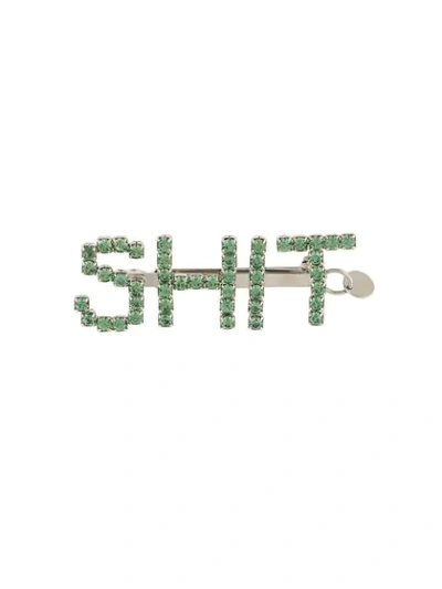 Shop Yohji Yamamoto Crystal-embellished Brooch In Green