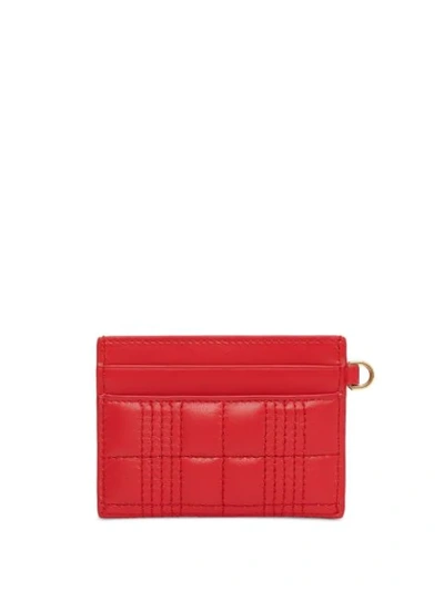 Shop Burberry Monogram Quilted Cardholder In Red