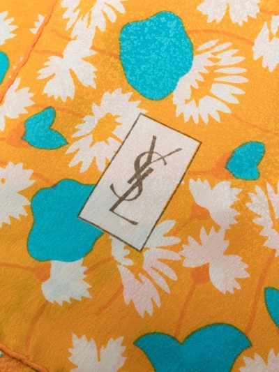 Pre-owned Saint Laurent Daisy Print Scarf In Yellow