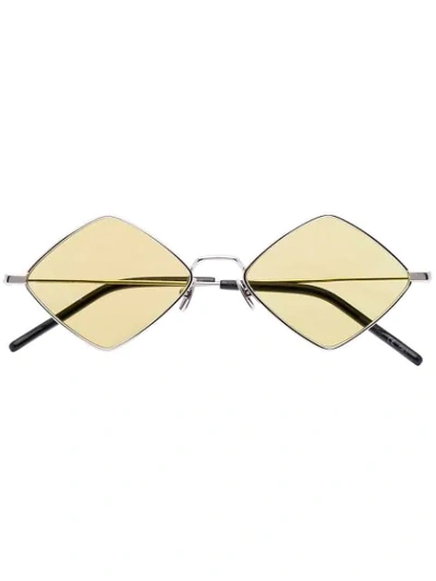 Shop Saint Laurent Lisa Square Tinted Sunglasses In Metallic