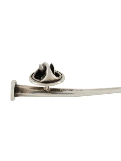 Shop Saint Laurent Nail-shaped Brooch In Metallic