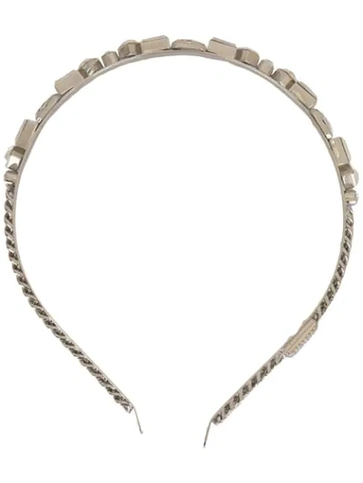 Shop Dolce & Gabbana Logo-embellished Headband In Silver