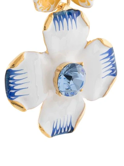 Shop Kenneth Jay Lane Enamel Flower Drop Earrings In Blue