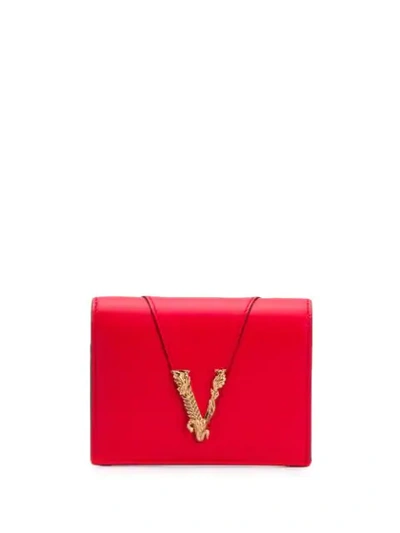 Shop Versace Virtus Cardholder In Red