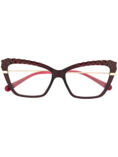 Shop Dolce & Gabbana Scallop-edge Glasses In Red