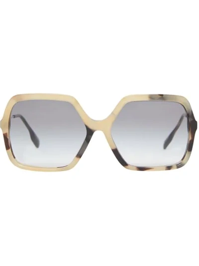 Shop Burberry Oversize Square-frame Sunglasses In Neutrals