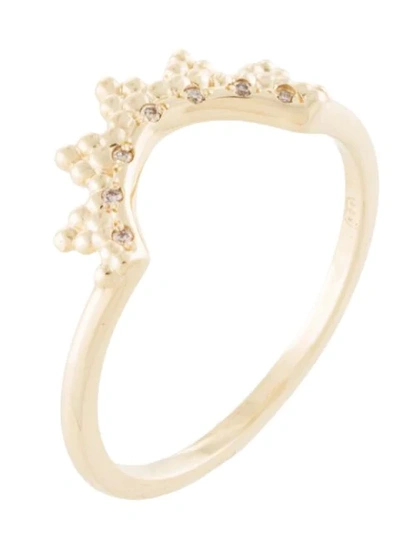 Shop Natalie Marie 14kt Yellow Gold Ivy Crown Champagne Diamond Ring