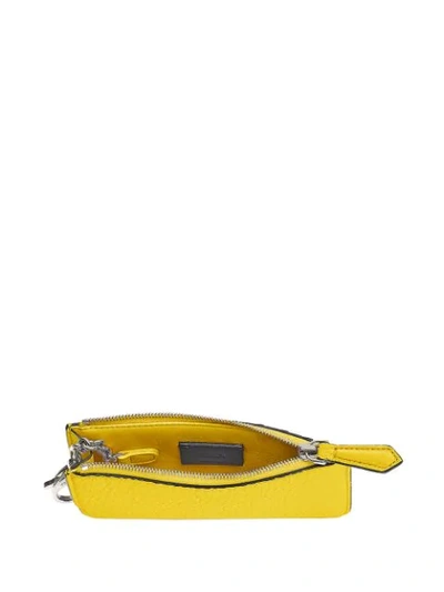 Shop Fendi Logo Stamp Key Case In Yellow