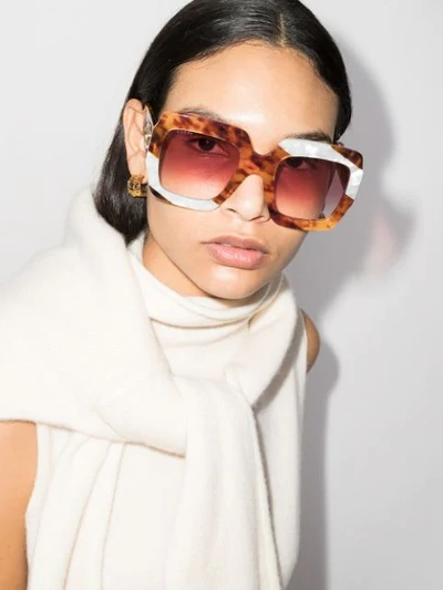 Shop Gucci Pearl Swirl Oversize Sunglasses In Brown