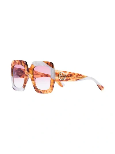 Shop Gucci Pearl Swirl Oversize Sunglasses In Brown