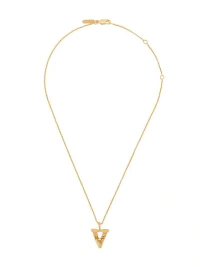 Shop Chloé Letter V Pendant Necklace In Gold