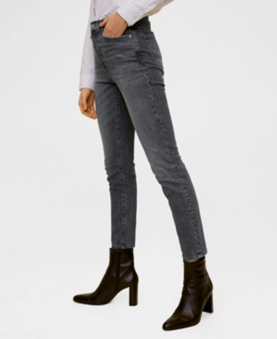Shop Mango High Waist Slim Jeans In Heather Gray