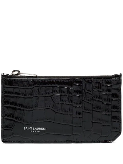 CROC-EMBOSSED LEATHER CARDHOLDER