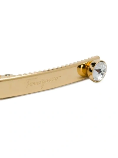 Shop Ferragamo Engraved Logo Stud Embellished Hairclip In Gold