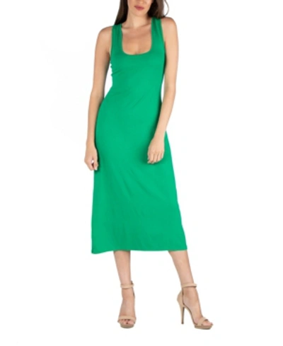 Shop 24seven Comfort Apparel Scoop Neck Maxi Dress With Racerback Detail In Green